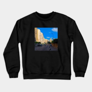 Curvy architecture buildings and blue sky Crewneck Sweatshirt